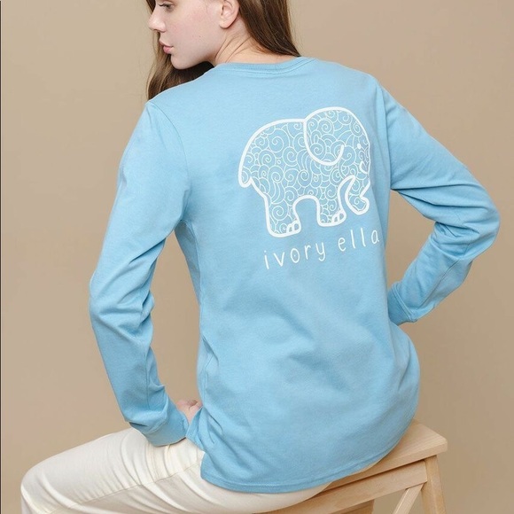 Ivory Ella Fit Doodle Long Sleeve Tee in Stillwater XXS - Picture 1 of 8